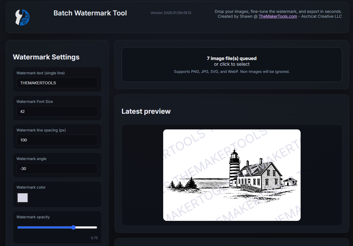 Batch Watermark Tool interface
