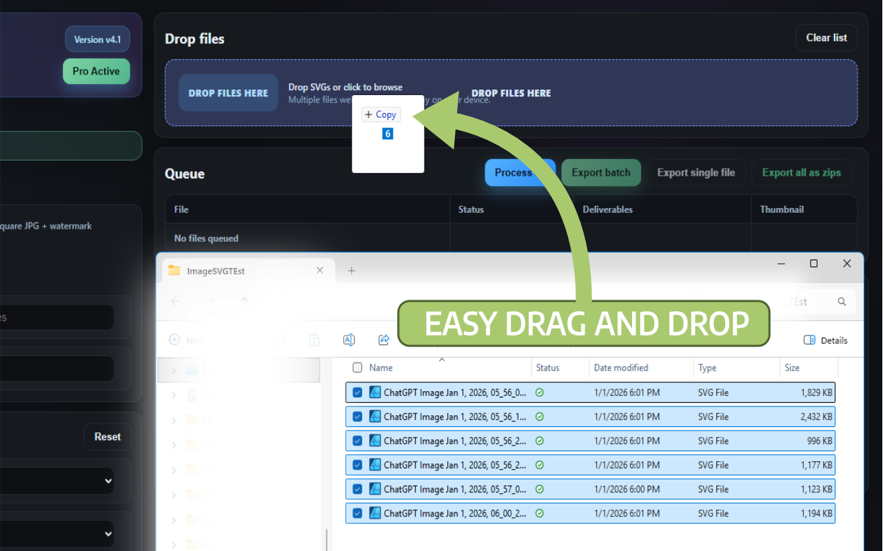 Drag and drop SVG files