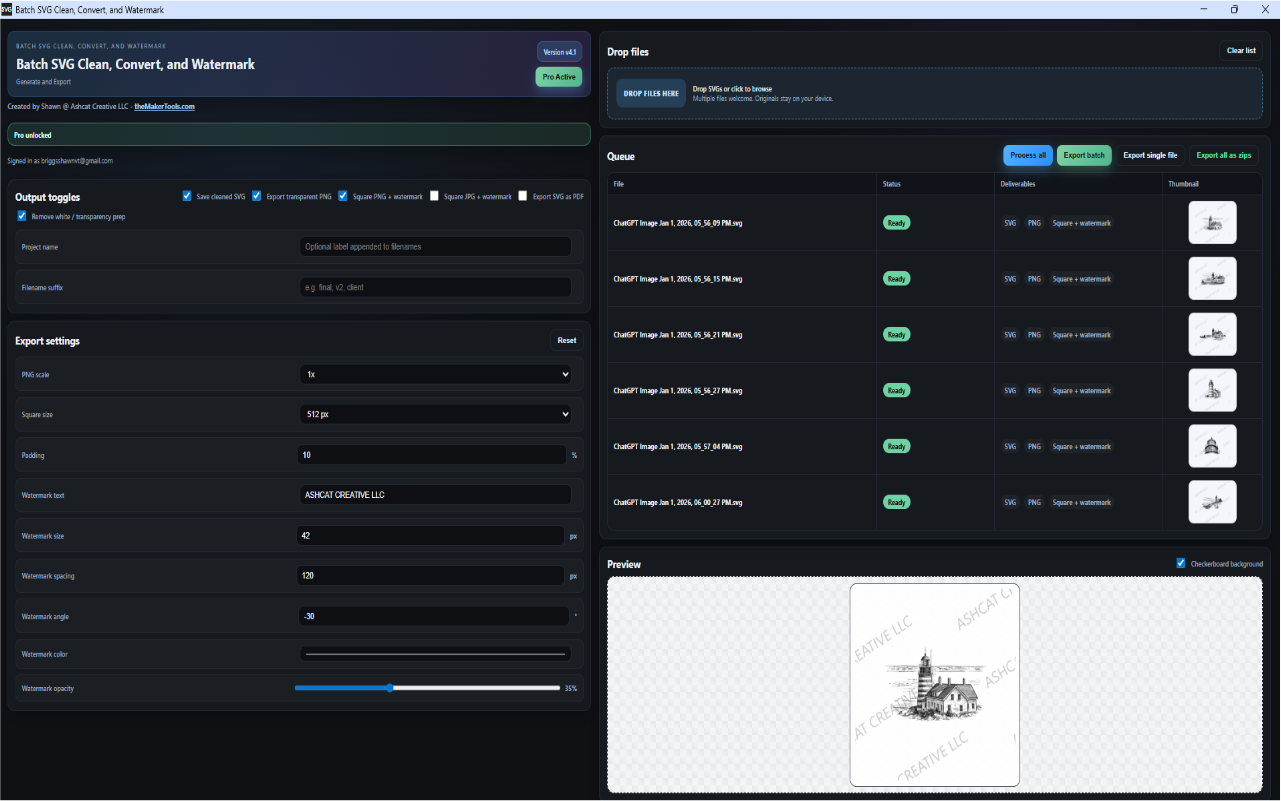 Batch SVG Cleaner application interface