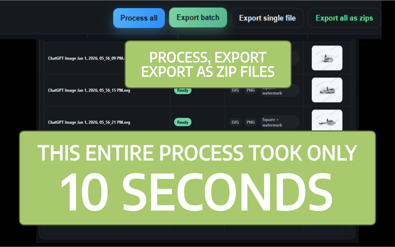 Batch export results